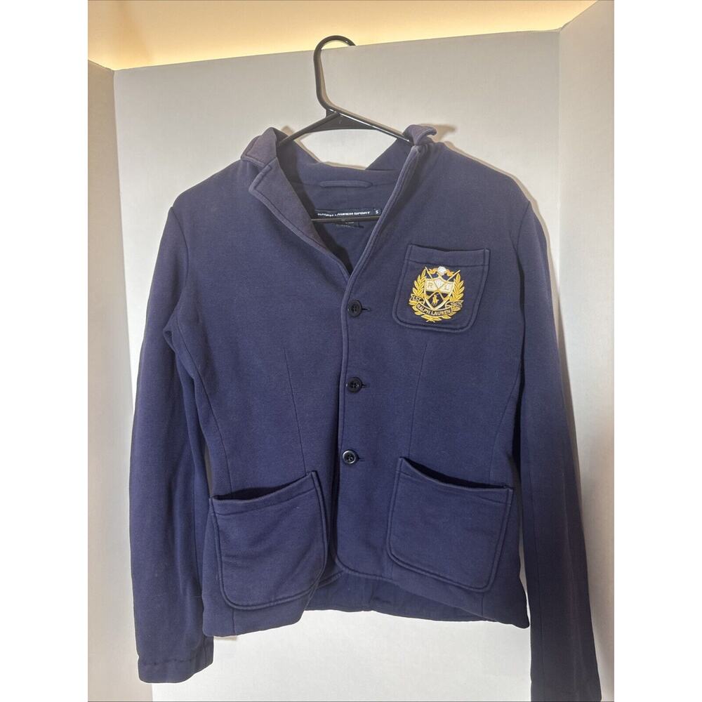 Ralph Lauren Sport Women's Small Navy Blue Blazer With Embroidery Suit Jacket